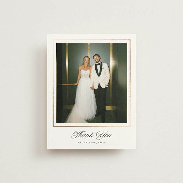 "Opulence" - Foil-Pressed Flat Wedding Thank You Cards in Pearl by Stacey Meacham - Front