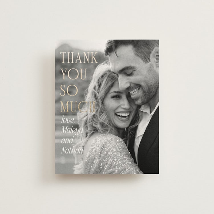 "Magazine" - Foil-Pressed Flat Wedding Thank You Cards in Lace by Kaydi Bishop - Front
