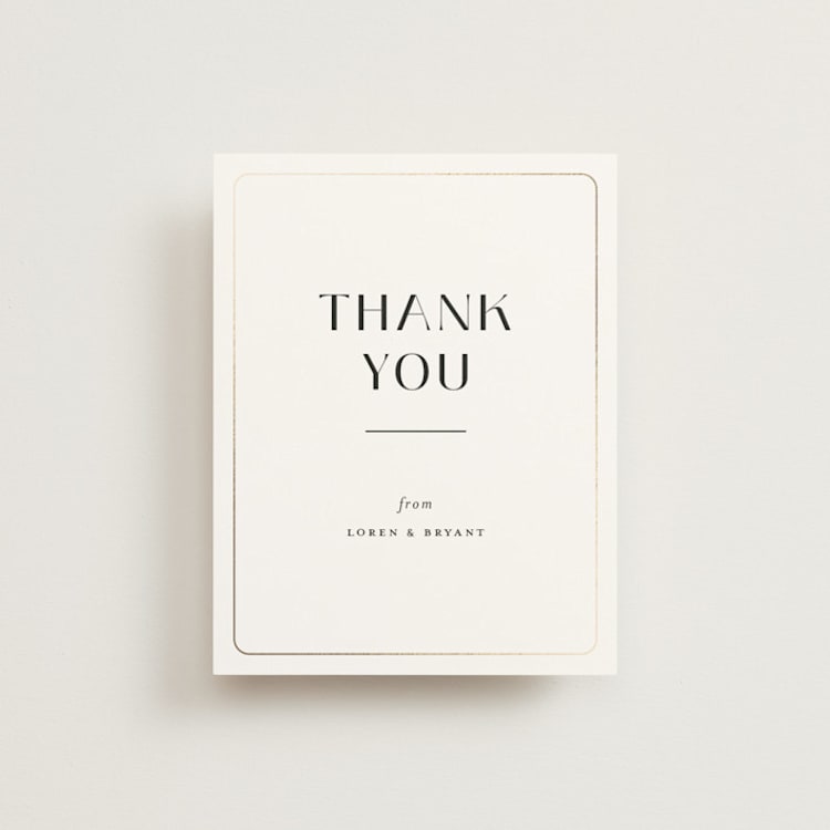 "Loren" - Foil-Pressed Flat Wedding Thank You Cards in Cotton by Christie Garcia - Front