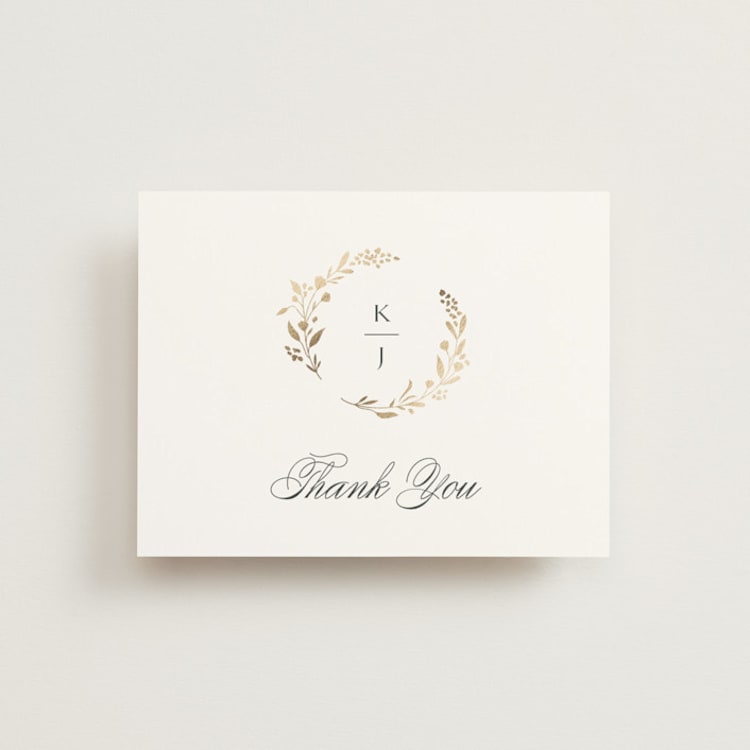 "Embrace" - Foil-Pressed Flat Wedding Thank You Cards in Cloudy by Jennifer Postorino - Front