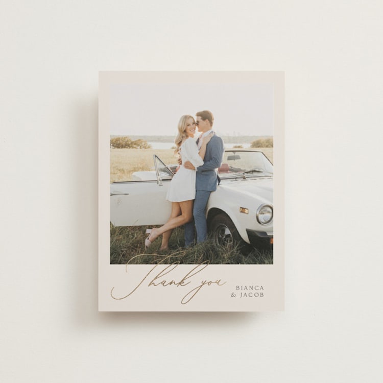 "Eloquent" - Foil-Pressed Flat Wedding Thank You Cards in Ivory by Angela Thompson - Front