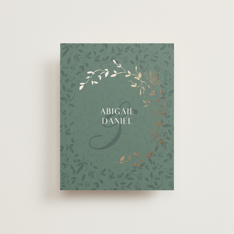 "Southern Romance" - Foil-Pressed Flat Wedding Thank You Cards in Eucalyptus by Simona Camp - Front