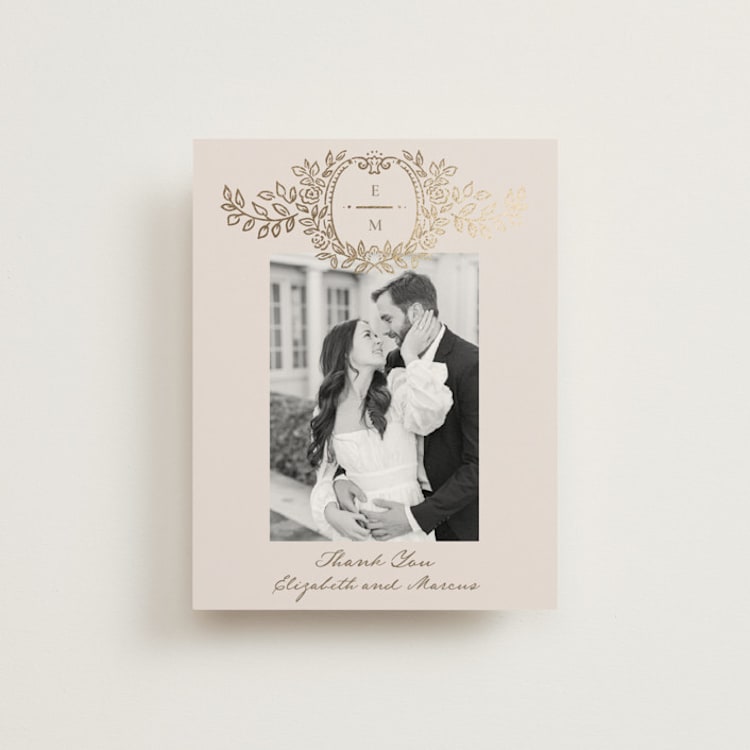 "Manuet" - Foil-Pressed Flat Wedding Thank You Cards in Vanilla by Petra Kern - Front