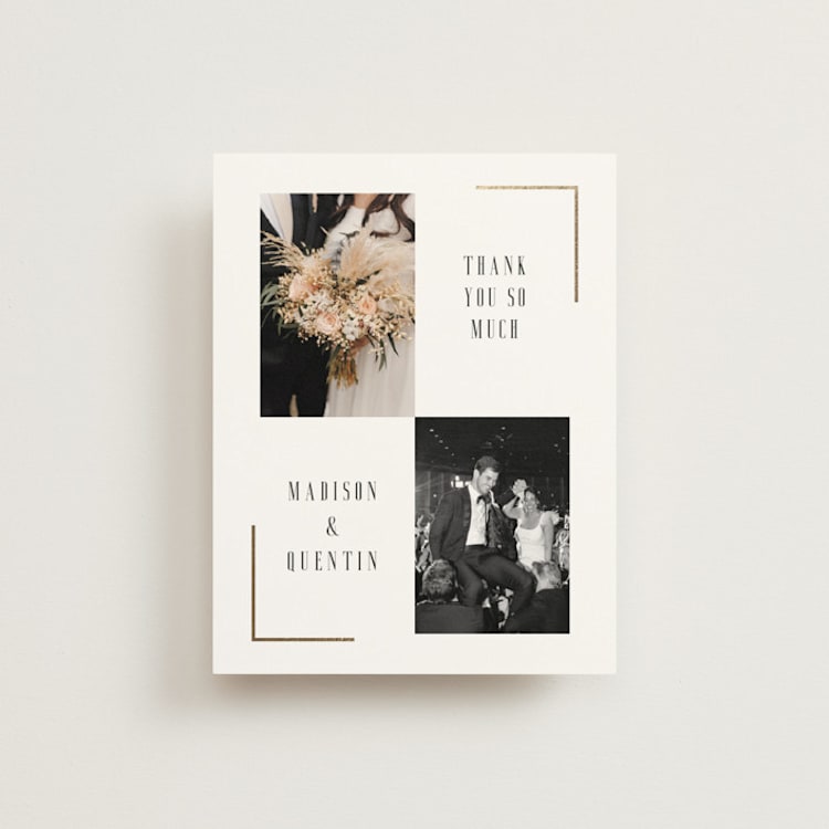 "Documentary" - Foil-Pressed Flat Wedding Thank You Cards in Lily by Heather Schertzer - Front
