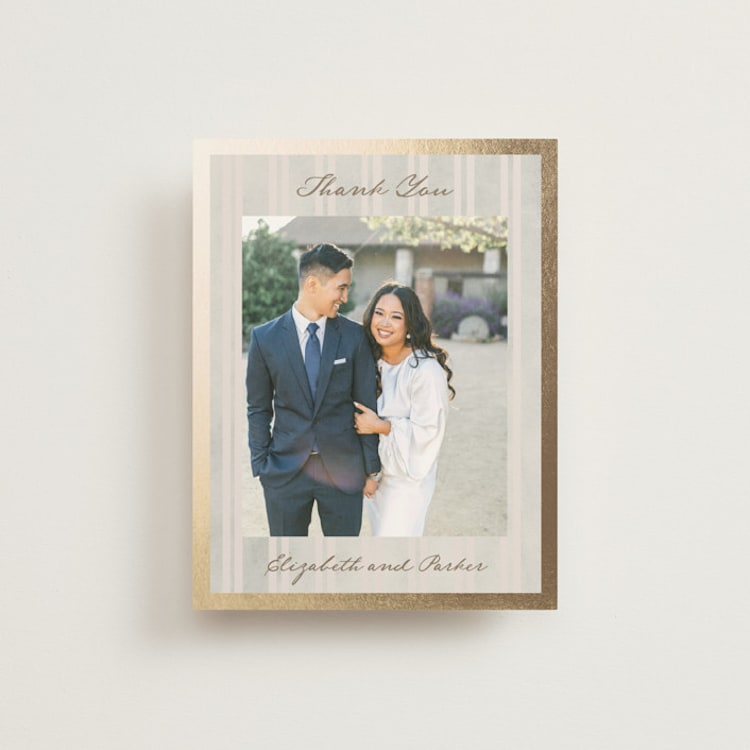 "Mountain Love" - Foil-Pressed Flat Wedding Thank You Cards in Dew by Petra Kern - Front