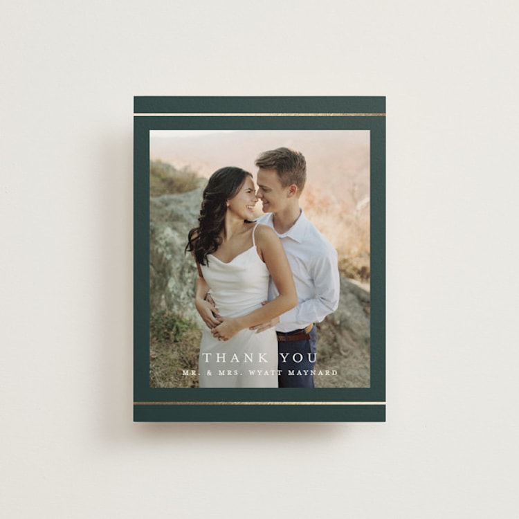"Style and grace" - Foil-Pressed Flat Wedding Thank You Cards in Forest by Stacey Meacham - Front