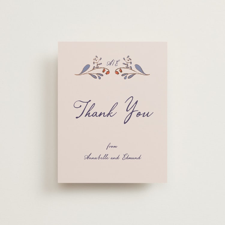 "Together in Bloom" - Foil-Pressed Flat Wedding Thank You Cards in Wisteria by Monika Konieczna - Front