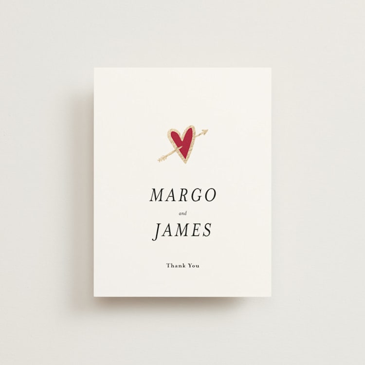 "Amore" - Foil-Pressed Flat Wedding Thank You Cards in Snow by Ani Somi - Front