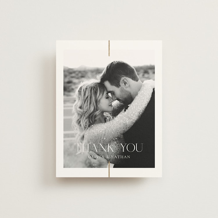 "Aligned" - Foil-Pressed Flat Wedding Thank You Cards in Spun Sugar by Jessica Williams - Front