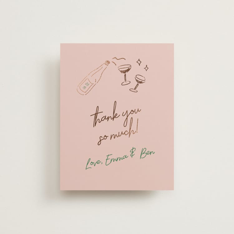 "Handwritten Letter" - Foil-Pressed Flat Wedding Thank You Cards in Avocado by Helena Vitto - Front