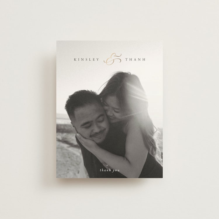"You & Me" - Foil-Pressed Flat Wedding Thank You Cards in Classique by Design Lotus - Front