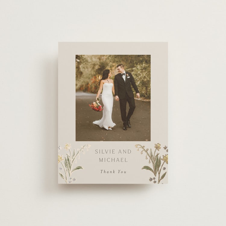 "Parisian Garden" - Foil-Pressed Flat Wedding Thank You Cards in Petal by Nicoletta Savod - Front