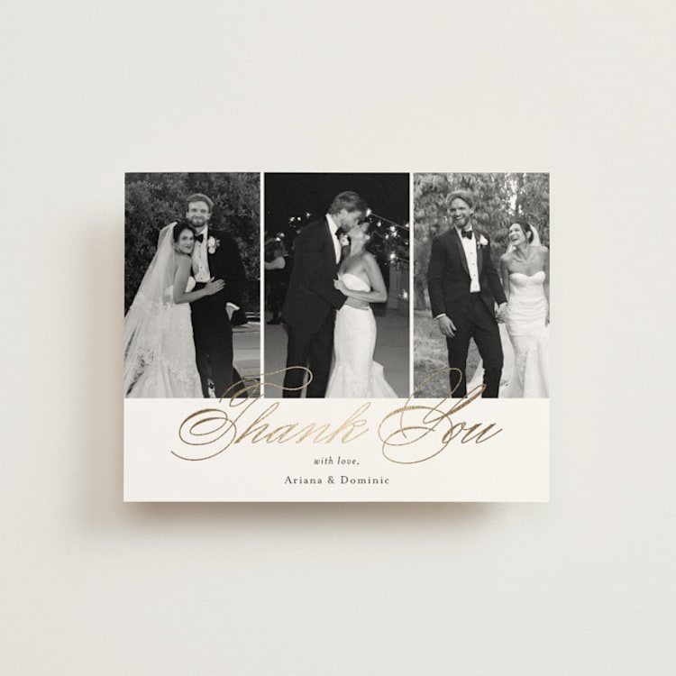 "Gilded Ampersand" - Foil-Pressed Flat Wedding Thank You Cards in Cotton by Jennifer Postorino - Front