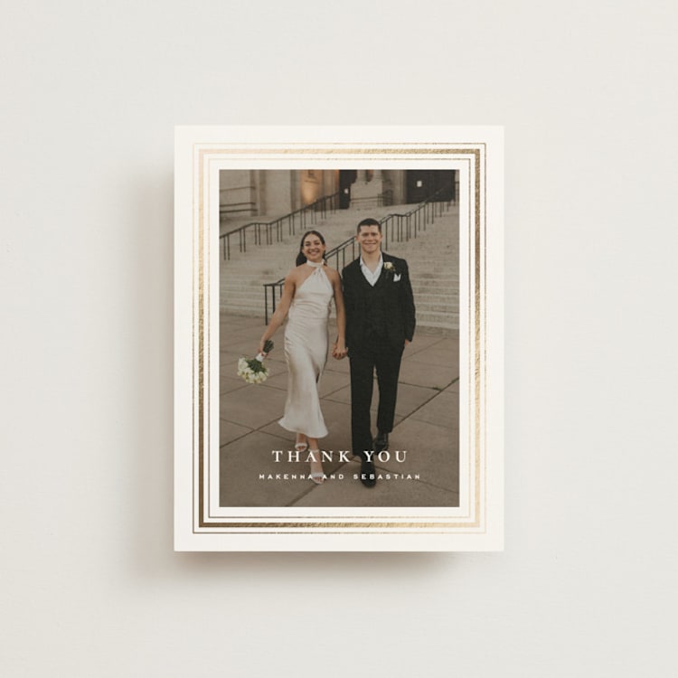 "Hampton" - Foil-Pressed Flat Wedding Thank You Cards in Chantilly by Wildfield Paper Co - Front