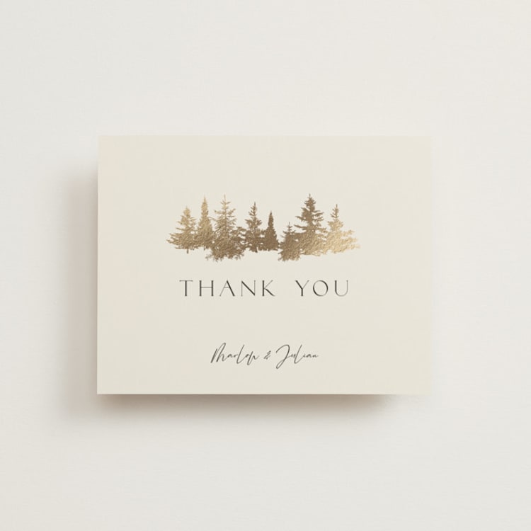 "Vista" - Foil-Pressed Flat Wedding Thank You Cards in Fallen Snow by Robin Ott - Front