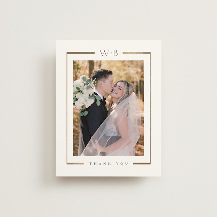 "Luster" - Foil-Pressed Flat Wedding Thank You Cards in Cotton by Stacey Meacham - Front