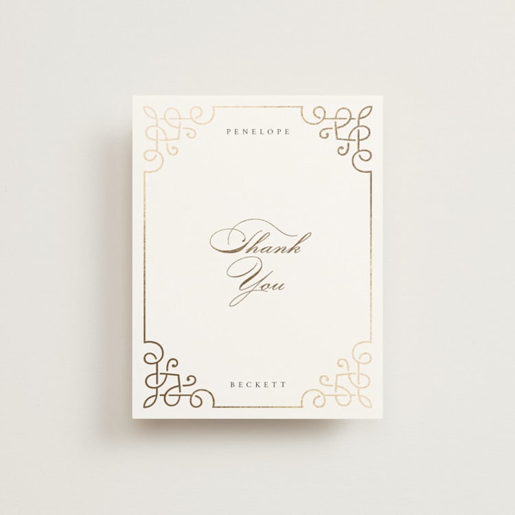 "Intertwined" - Foil-Pressed Flat Wedding Thank You Cards in Pearl by Janean Hinger - Front