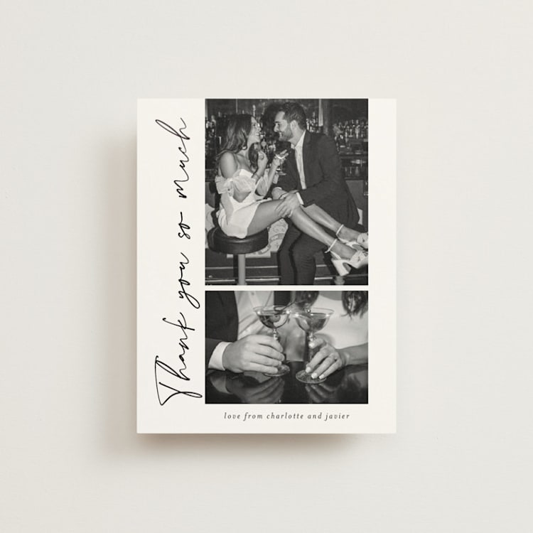 "ink pen" - Foil-Pressed Flat Wedding Thank You Cards in Onyx by Sarah Curry - Front