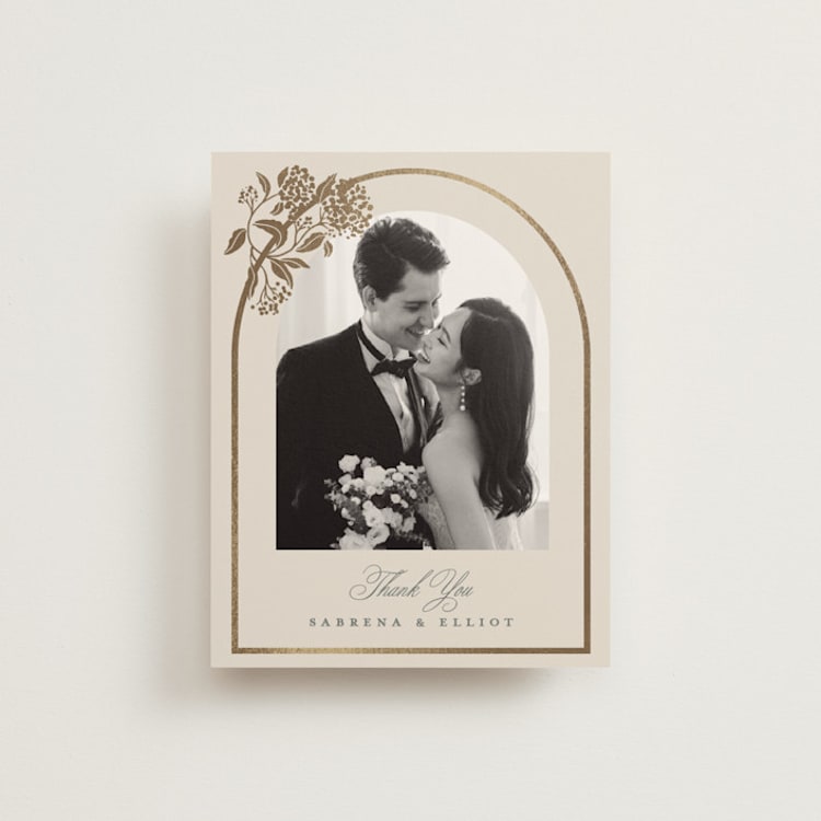 "Shimmering Hydrangeas" - Foil-Pressed Flat Wedding Thank You Cards in Tea Time by Susan Zinader - Front