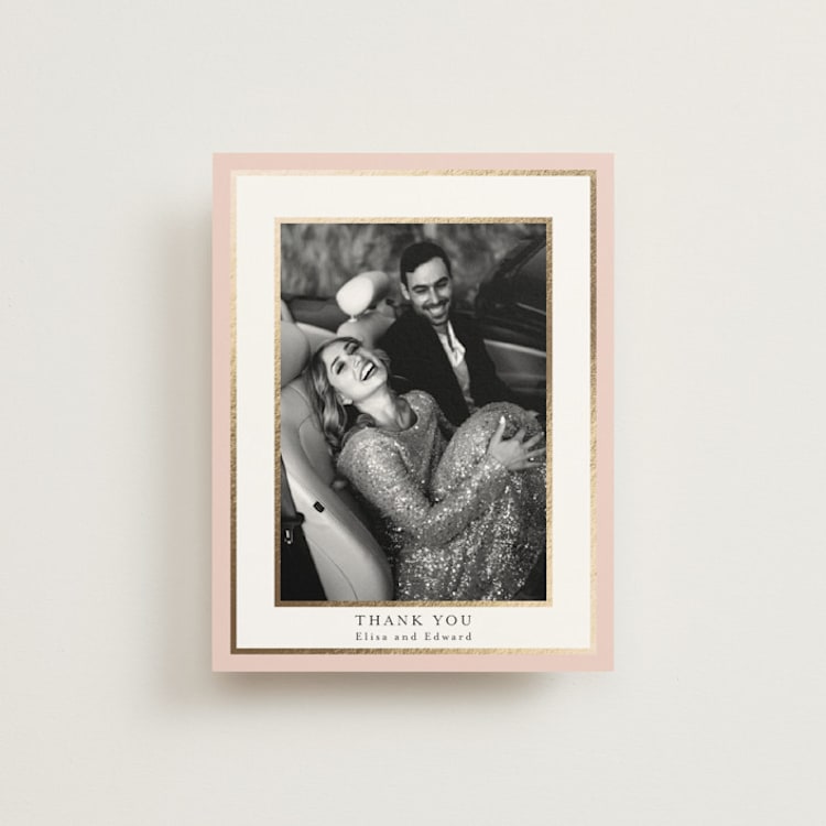 "Blooming Vine" - Foil-Pressed Flat Wedding Thank You Cards in Blush by Susan Moyal - Front