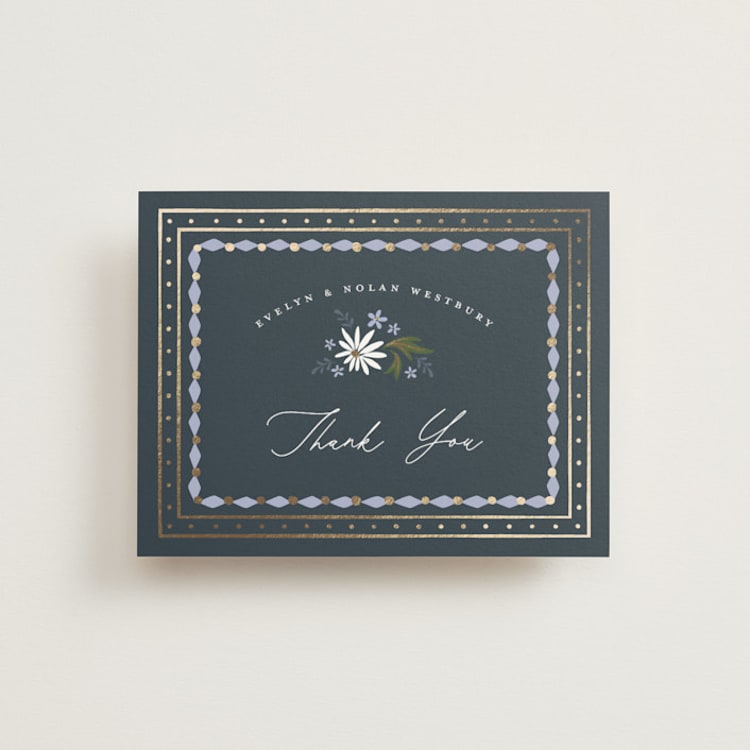 "Sadie" - Foil-Pressed Flat Wedding Thank You Cards in Periwinkle by Erin German - Front