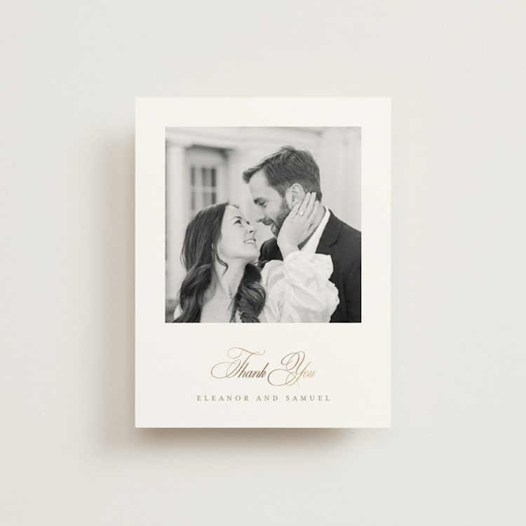 "Gold Crest" - Foil-Pressed Flat Wedding Thank You Cards in Ivory by Mansi Verma - Front