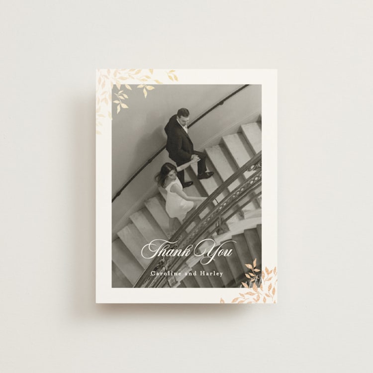 "Aperol" - Foil-Pressed Flat Wedding Thank You Cards in Chiffon by Kristie Kern - Front