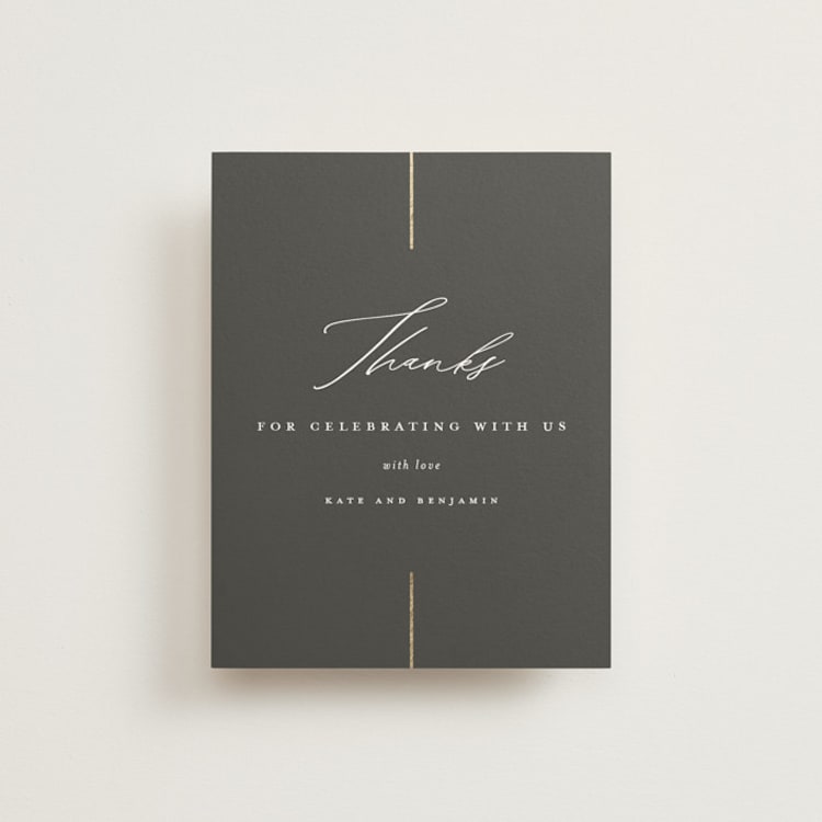 "Formal lines" - Foil-Pressed Flat Wedding Thank You Cards in Iron by Erica Krystek - Front