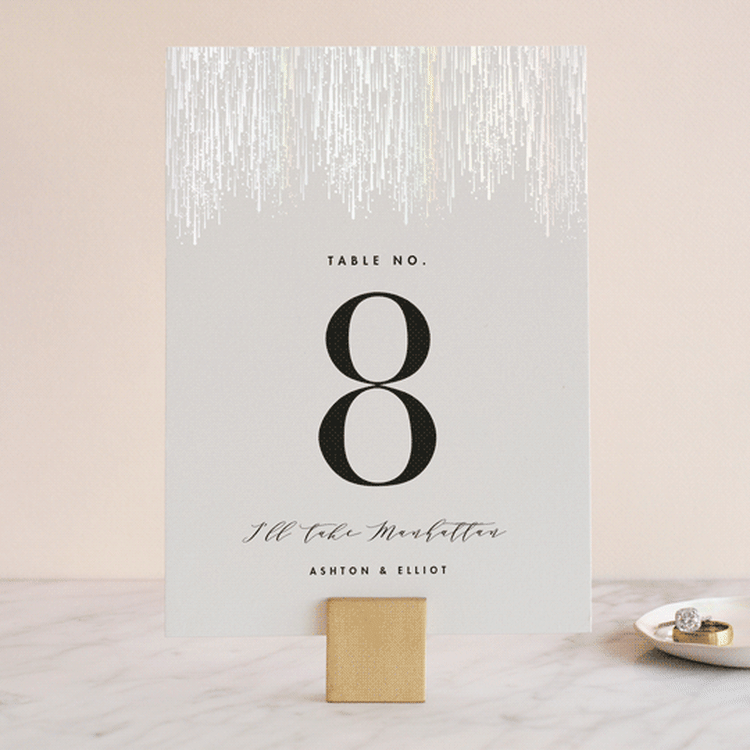 "Sparkle + Shine" - Gloss-Press® Table Numbers in Snow by Kristie Kern - Front