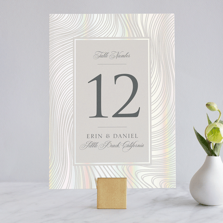 "Lined" - Gloss-Press® Table Numbers in Cloud by Erin Deegan - Front