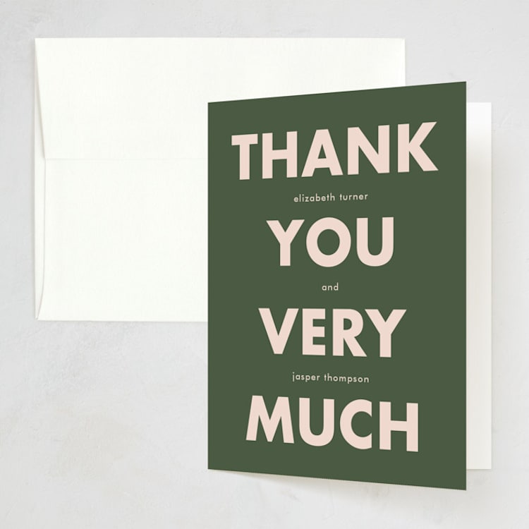 "Headline" - Party Thank You Cards in Watermelon by Heather Schertzer - Front