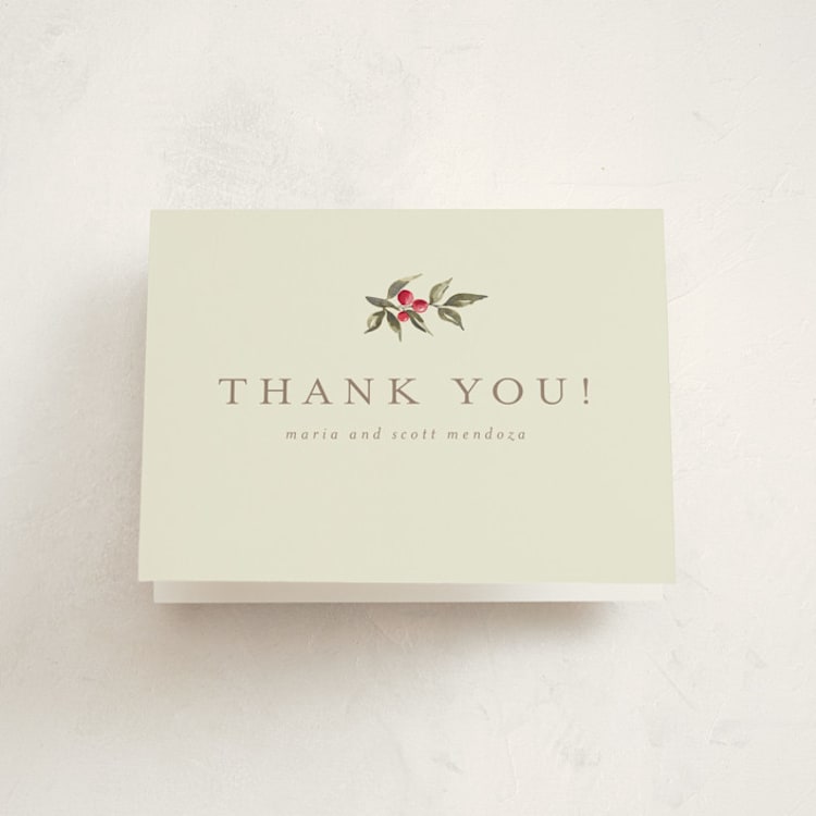 "Holiday Classic" - Party Thank You Cards in Linen by Chris Griffith - Front