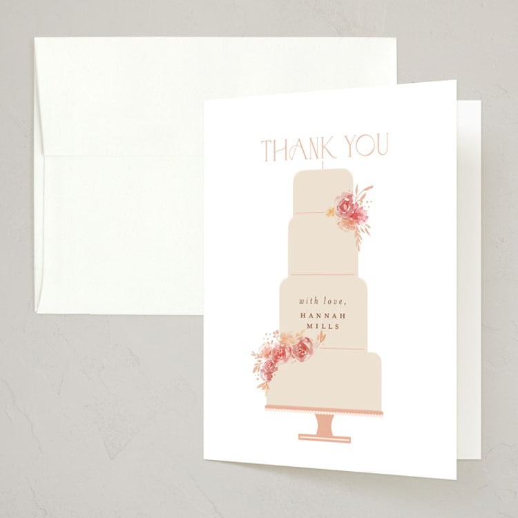 "A cake to celebrate" - Party Thank You Cards in Peach by Hudson meet Rose - Front