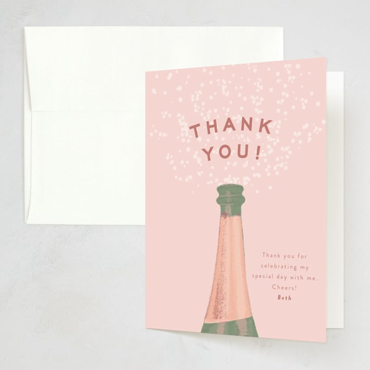 "Let's Cheers!" - Party Thank You Cards in Rose by Julie Hebert - Front