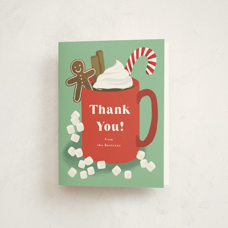 "Hot Chocolate" - Party Thank You Cards in Pine by Alethea and Ruth - Front