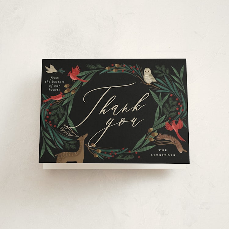 "holiday faunae" - Party Thank You Cards in Holly Berry by Grae - Front