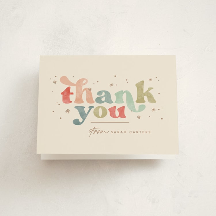 "Jingle and mingle type" - Party Thank You Cards in Pine Needles by Creo Study - Front