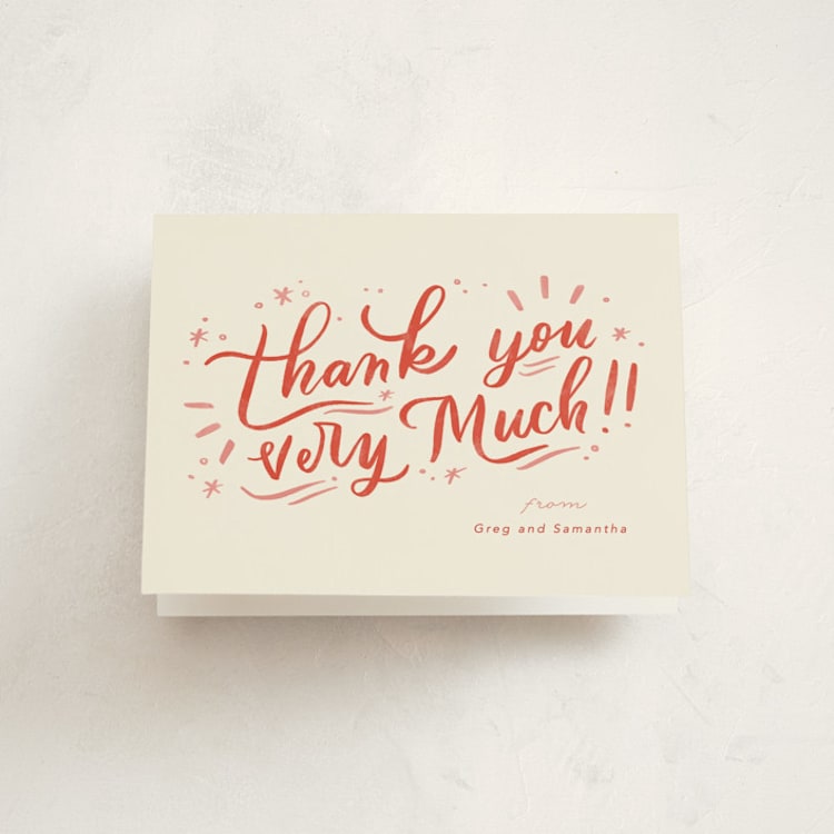 "Very Merry Party" - Party Thank You Cards in Peppermint by Stephanie Hawkes - Front