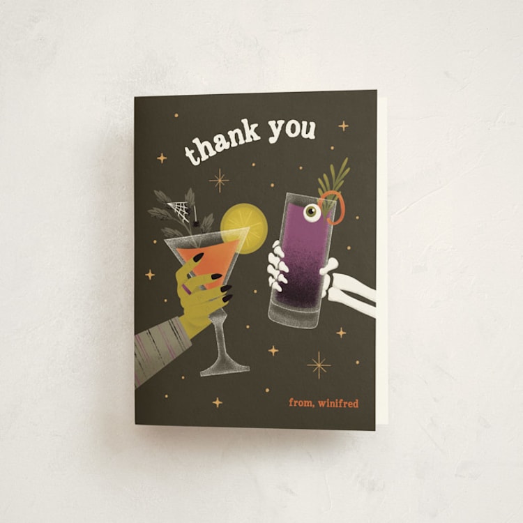 "Come for the Boos" - Party Thank You Cards in Fudge by Renee Christensen - Front