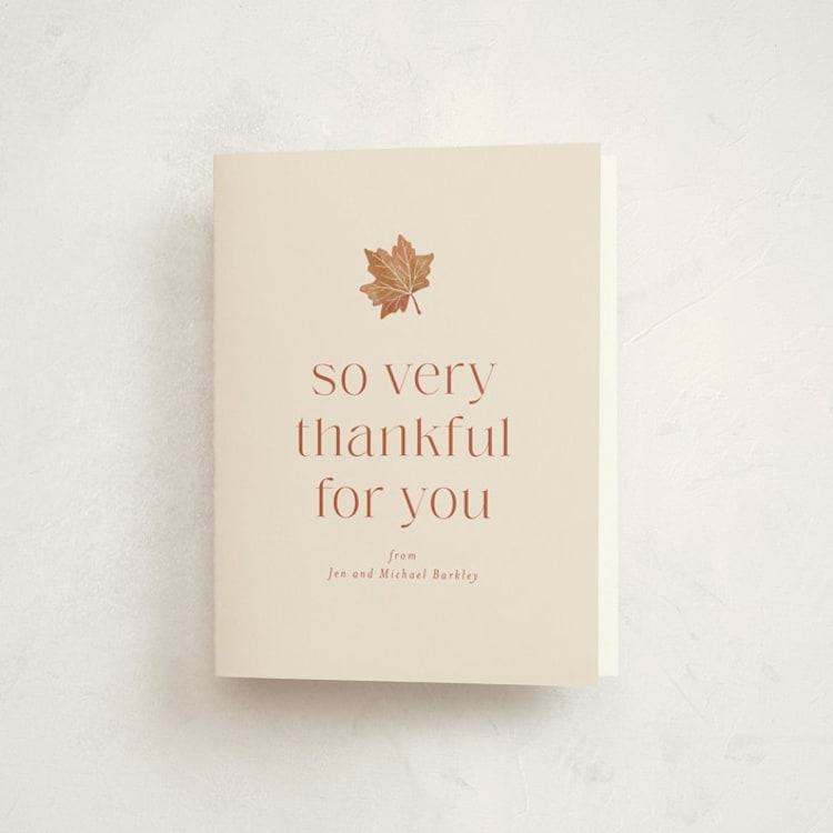"Friendsgiving Leaf" - Party Thank You Cards in Mashed Potatoes by Amy Payne - Front