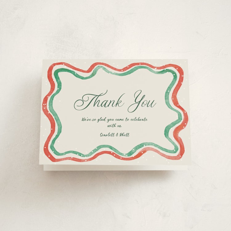 "Watercolor wavy edge" - Party Thank You Cards in Stocking by Cass Loh - Front