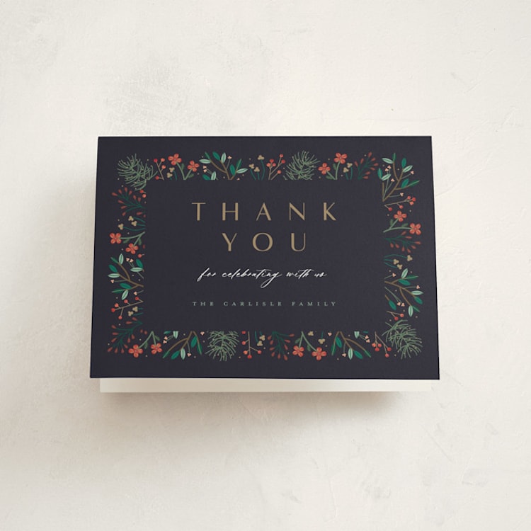 "Modern Holiday Party" - Party Thank You Cards in Midnight by Erica Krystek - Front