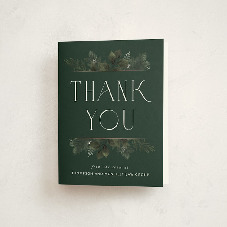 "Tis the season" - Party Thank You Cards in Evergreen by Leah Bisch - Front