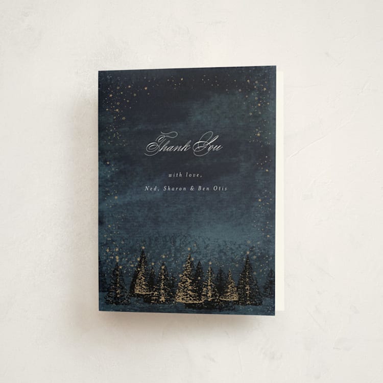 "Frosted Wonderland" - Party Thank You Cards in Night by AK Graphics - Front