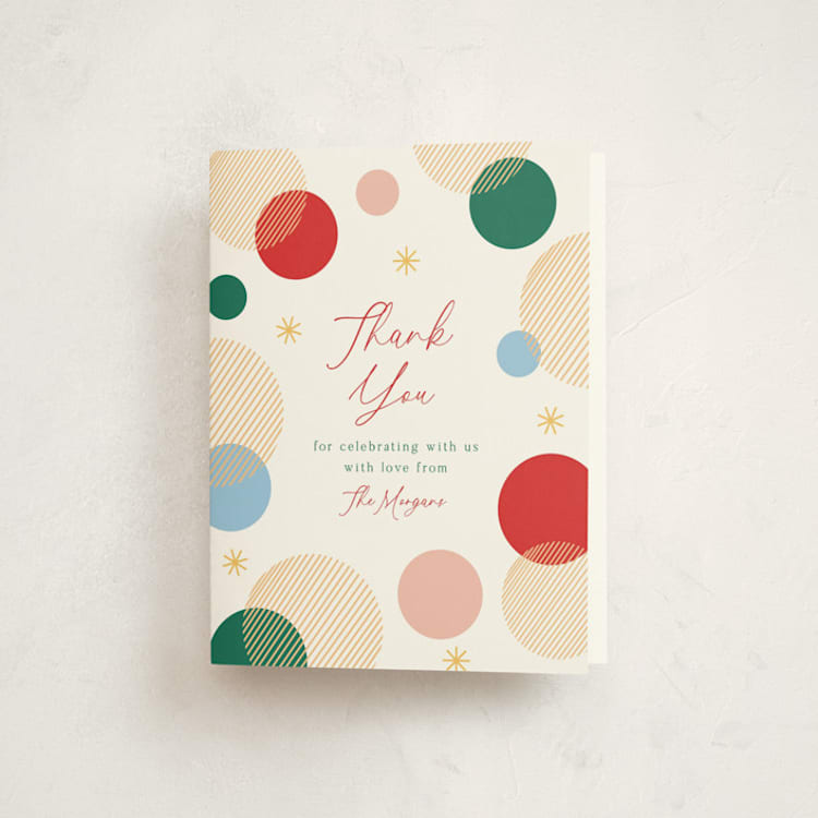 "Bubbles" - Party Thank You Cards in Apple by Elly - Front