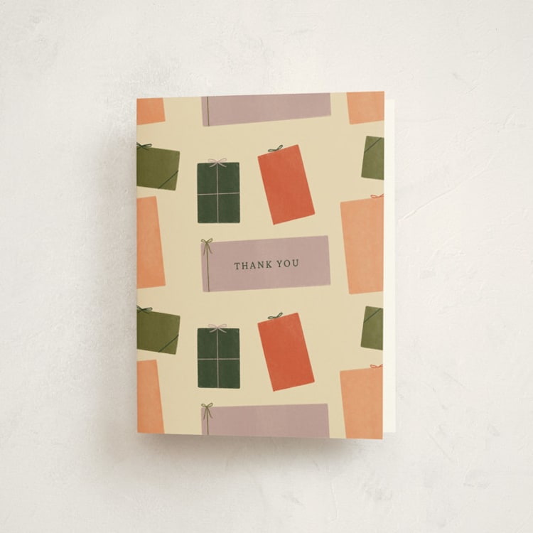 "Holiday Gift Swap" - Party Thank You Cards in Cream by Sierra Lee - Front