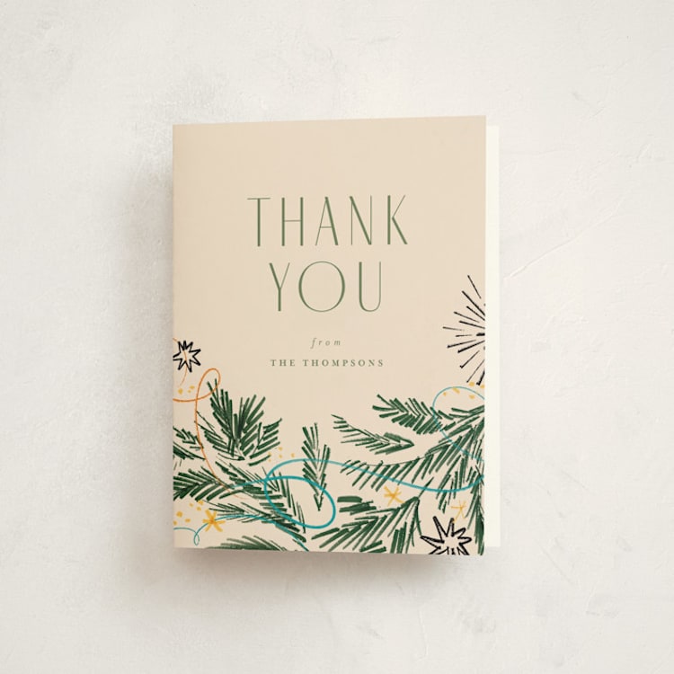 "Festive" - Party Thank You Cards in Champagne by Anastasia Makarova - Front