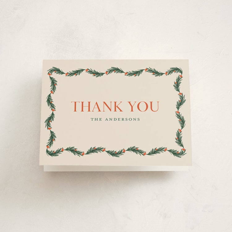 "Garland" - Party Thank You Cards in Balsam Fir by Claudia Orengo - Front