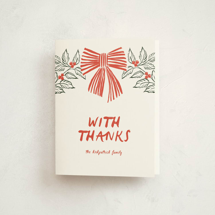 "party bow" - Party Thank You Cards in Poinsettia by Angela Marzuki - Front