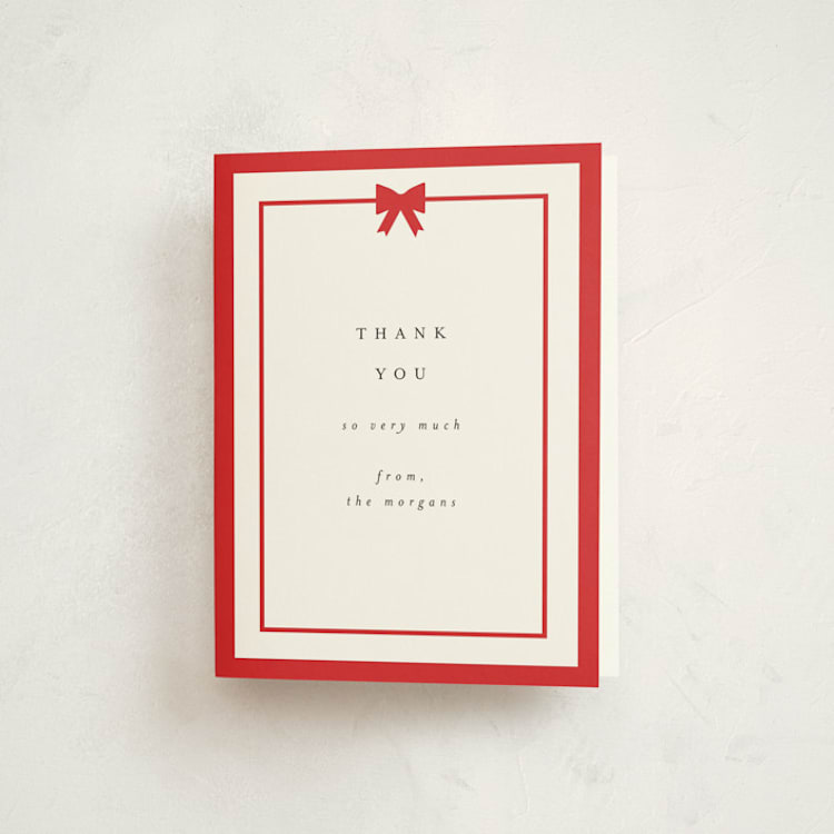 "Bow" - Party Thank You Cards in Holly Berry by AK Graphics - Front